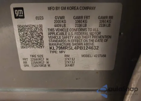 2023 Chevrolet Trailblazer Awd Lt из США, поврежденный, VIN KL79MRSL4PB124632